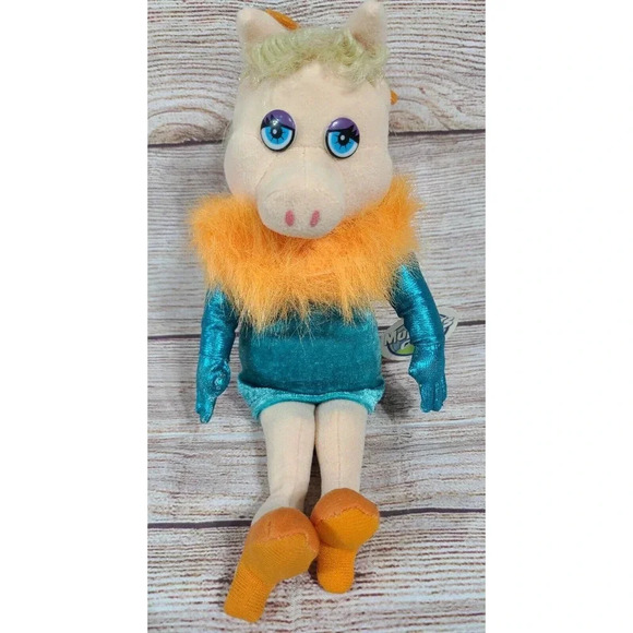Jim Henson Muppets Plush Miss Piggy Stuffed Animal Doll Nanco Orange Blue 10" - Picture 1 of 4